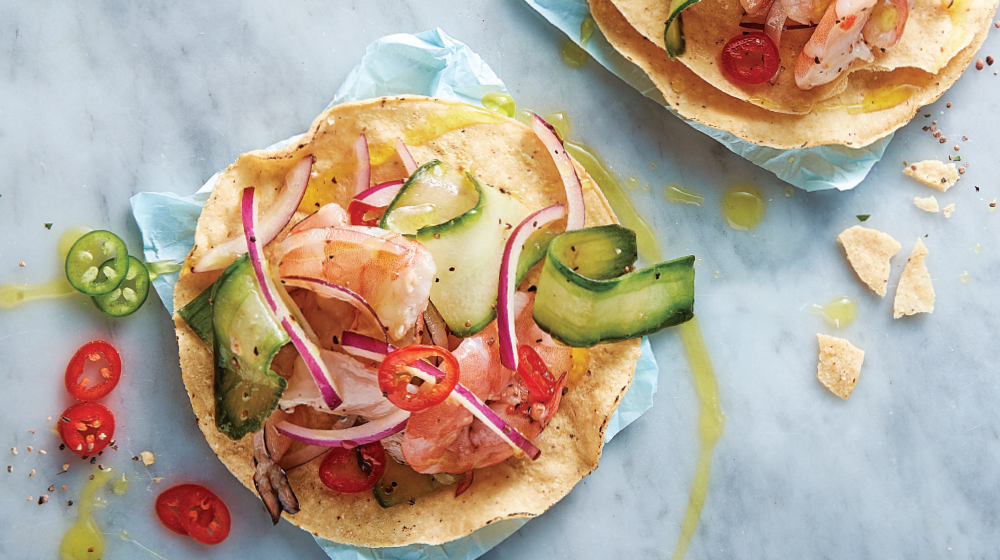 Exquisitas tostadas de aguachile rojo